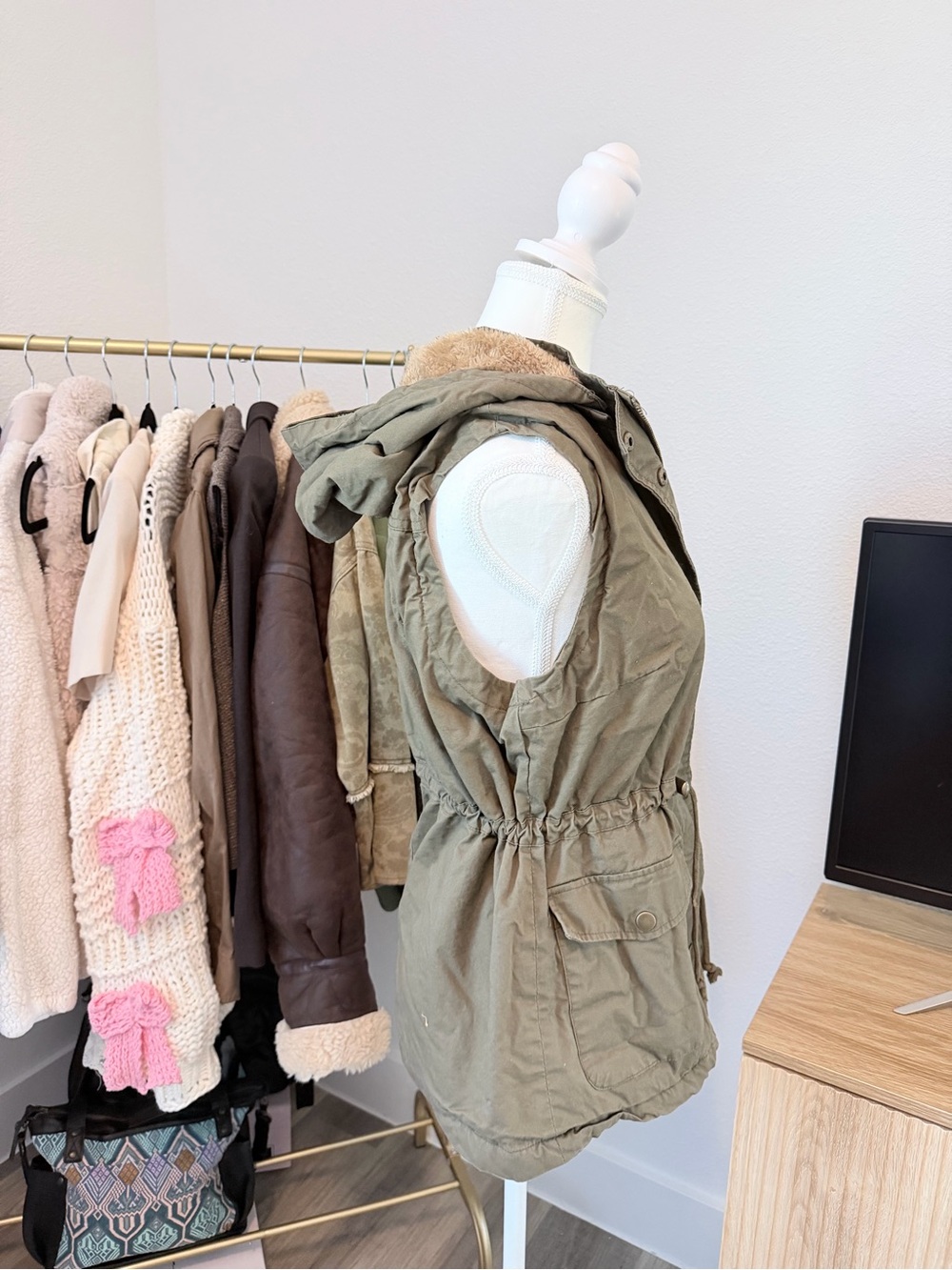 Love Tree Olive Utility Drawstring Vest - Picture 2 of 4